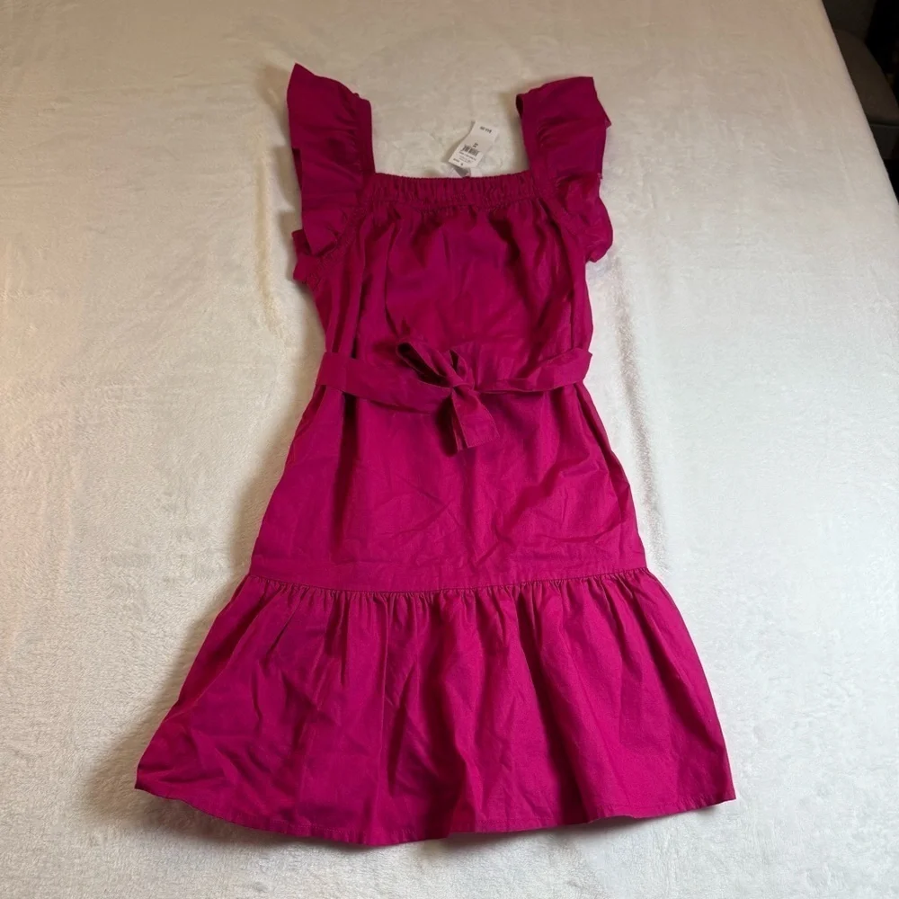 NWT GAP Fuchsia Kids Dress with Ruffle Sleeves